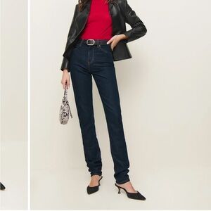 Reformation Etta Stretch High Rise Stacked Slim Jeans Blue - Size 34